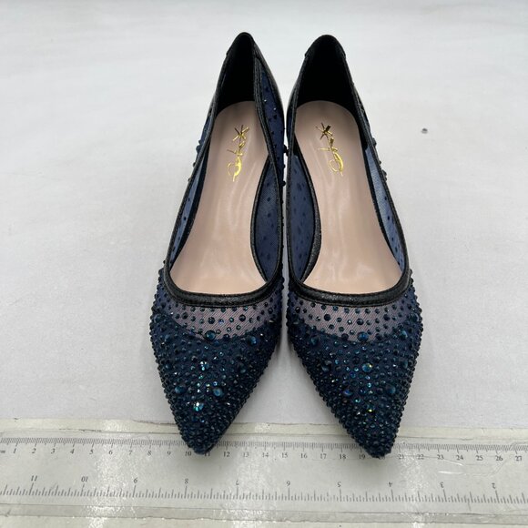 XYD Blue Mesh Heels with Rhinestones - Picture 4 of 9